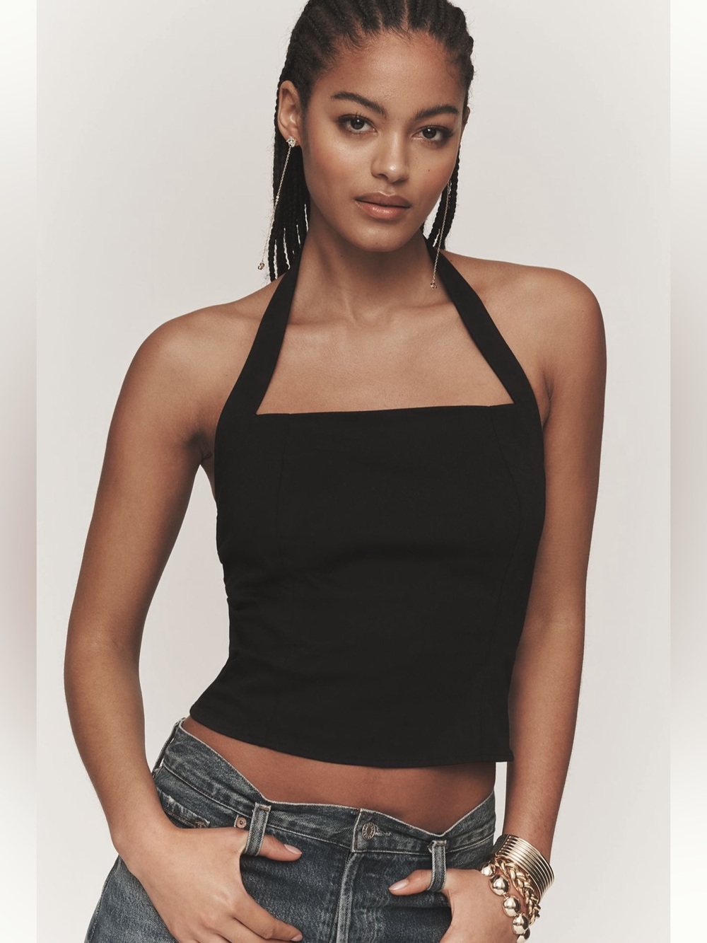 Anthropologie y2k Maeve Structured Halter Top NWT M Black Party Date Night